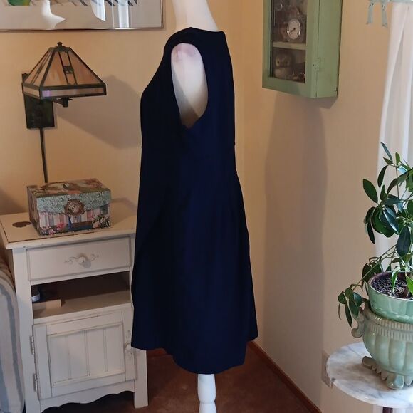 Lemon Tart Plus Navy Blue Ponte Dress. Dark Academia, Classic, Professional - Picture 5 of 9